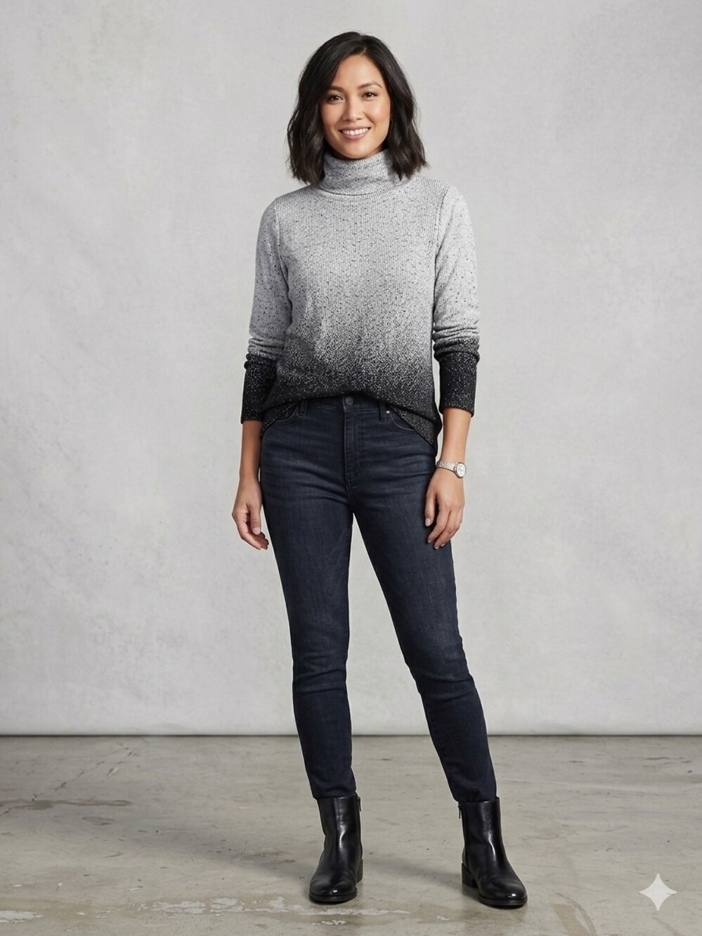 Simply Vera Wang Abstract Knit Sweater Gray & Black Size Large